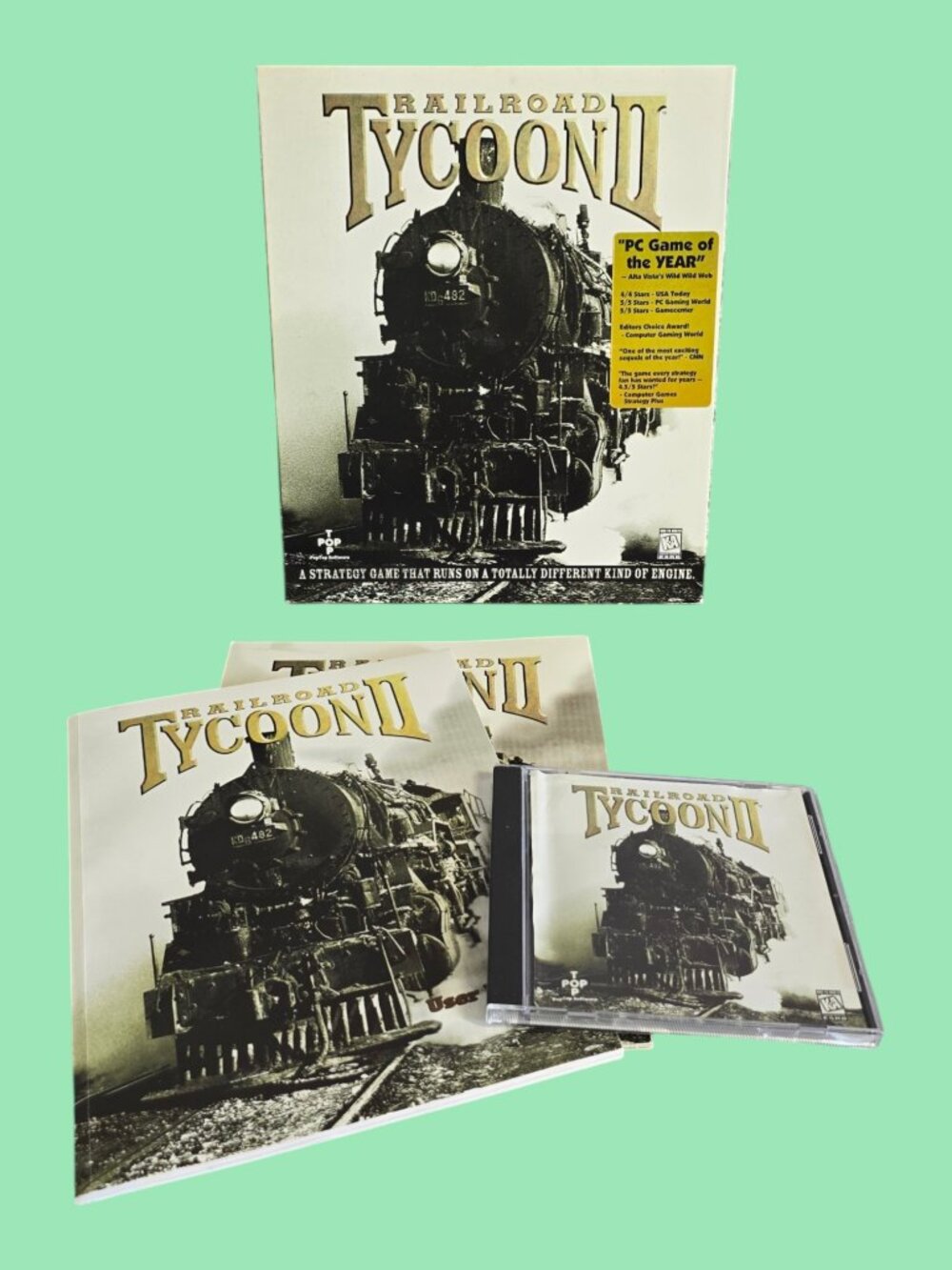 Railroad Tycoon II 2 (Poptop, 1998) CD-ROM Big Box Strategy Sim Game